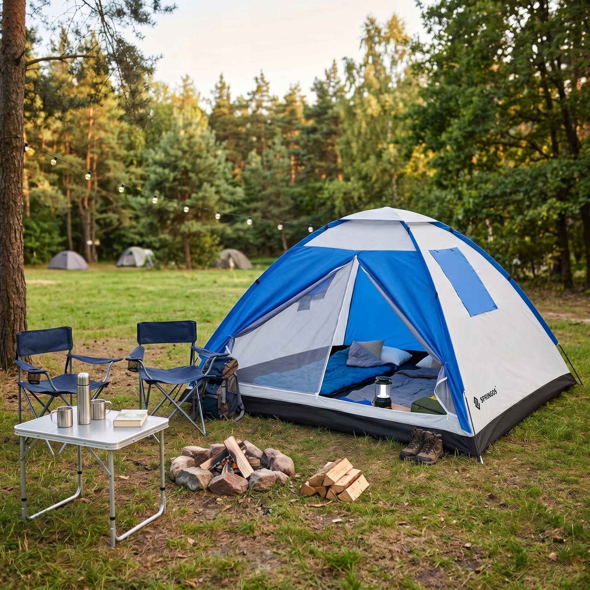STRONG CAMPING HIKING TENT FOR CAMPING LARGE 4-PERSON IGLO 210x240cm Packaging status original