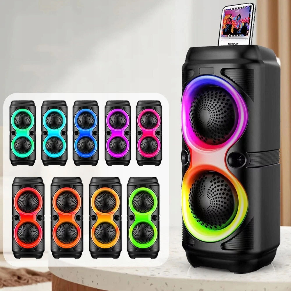 STRONG COLUMN PORTABLE LED BLUETOOTH USB RADIO BATTERY RGB WITH MICROPHONE