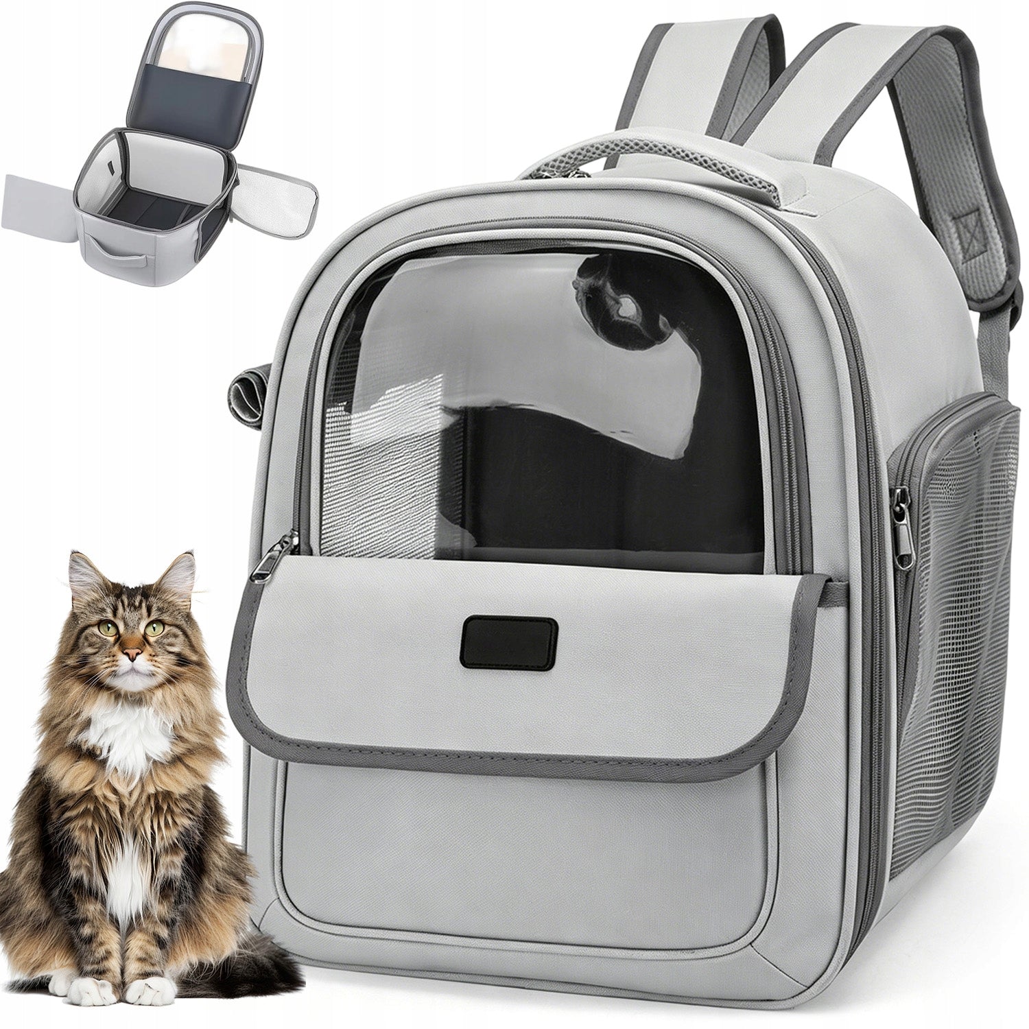 STRONG COMFORTABLE DOG CAT BACKPACK ZIPPERS VENTILATION RESISTANT STYLISH GREY
