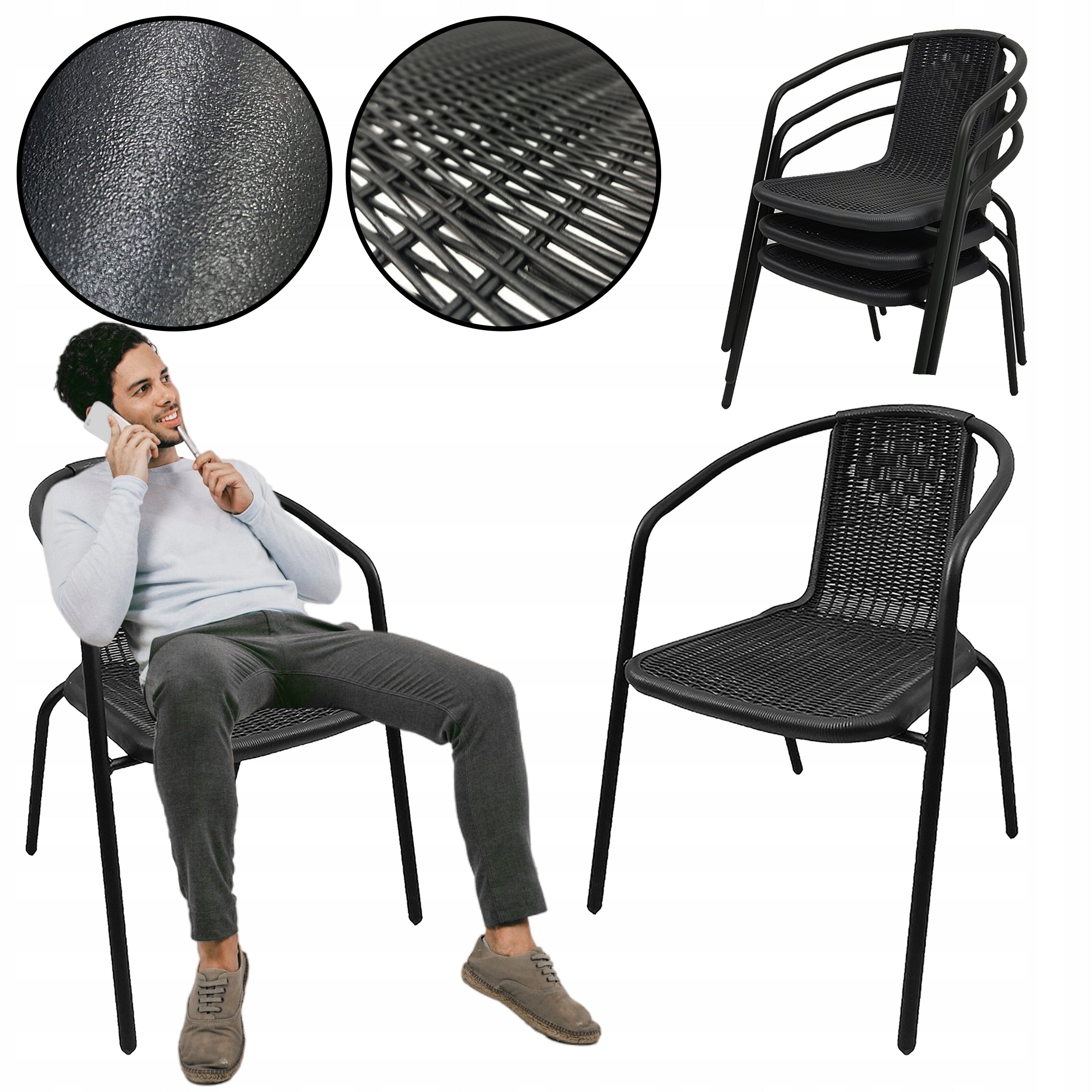 STRONG COMFORTABLE GARDEN CHAIR FOR TERRACE FOR TABLE LORETTO BLACK Brand Kontrast