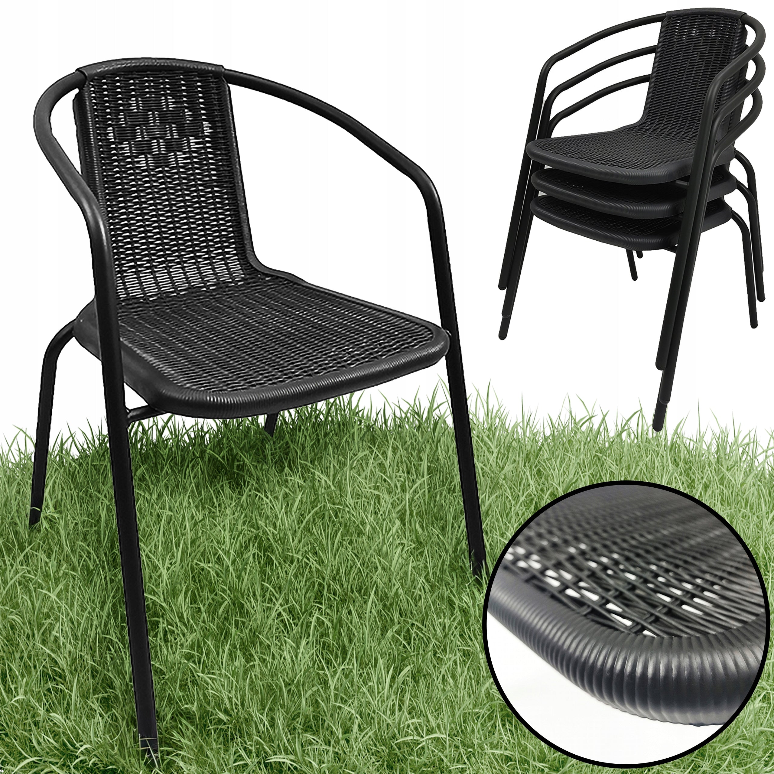 STRONG COMFORTABLE GARDEN CHAIR FOR TERRACE FOR TABLE LORETTO BLACK Manufacturer code Krzesło LORETTO