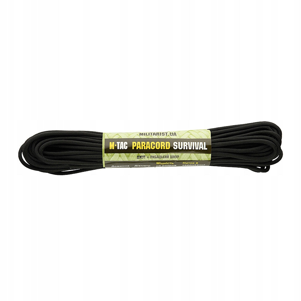 STRONG CORD PARACORD 15M BLACK SURVIVAL OUTDOOR M-TAC tactical rope