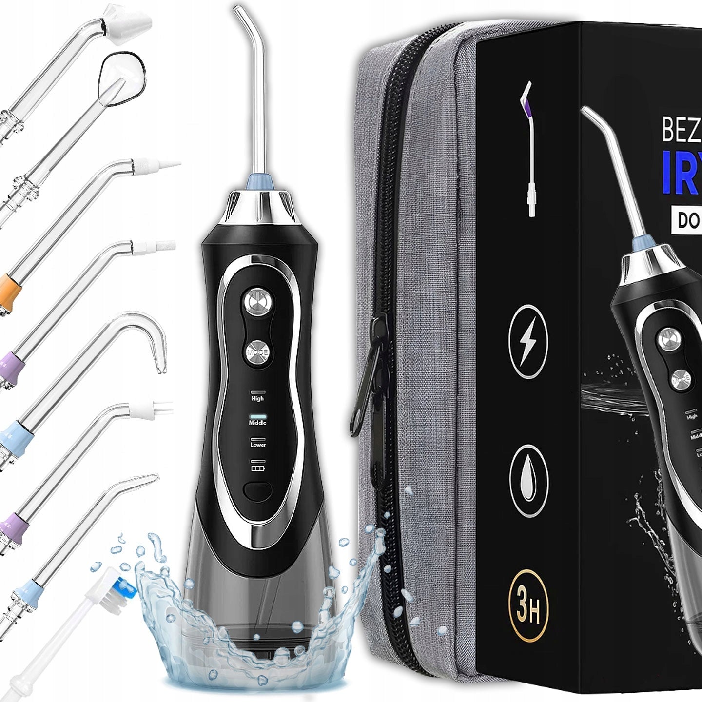 STRONG DENTAL IRRIGATOR WIRELESS 3 MODES 300ML 8 TIPS Manufacturer code IRYGATOR DO JAMY USTNEJ 8 KOŃCÓWEK TRYBY