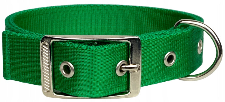 STRONG DOG COLLAR DOUBLE STITCHED 30-40CM/30MM KL.METAL