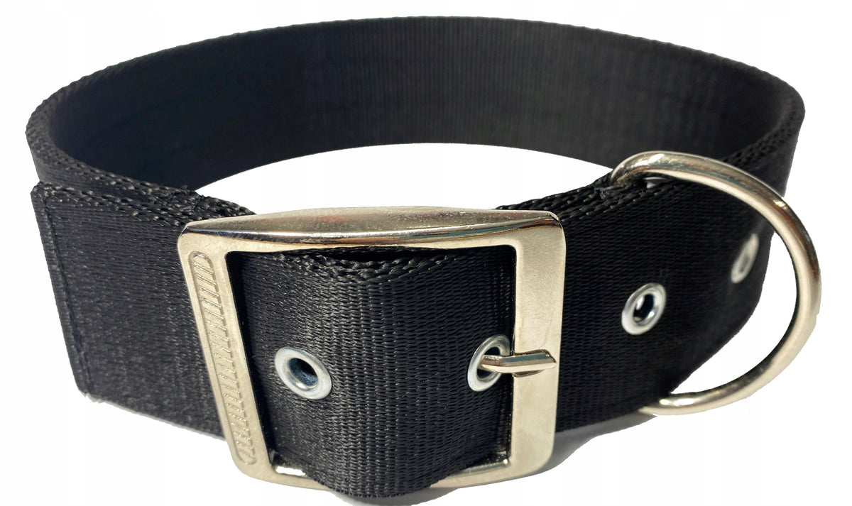 STRONG DOG COLLAR DOUBLE STITCHED 40-50CM/50MM KL.METAL