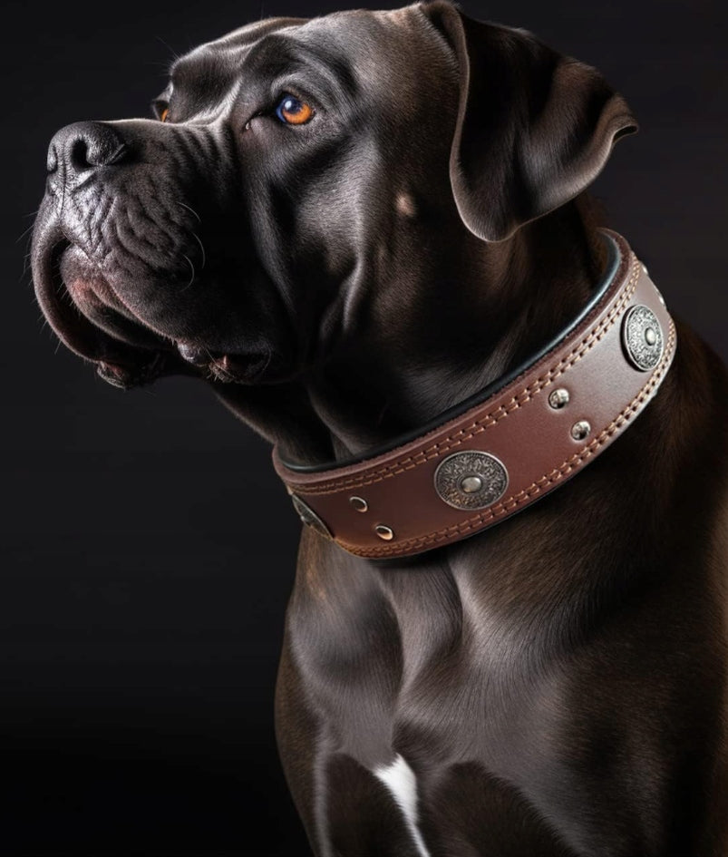 STRONG DOG COLLAR GENUINE LEATHER 5CM SIZE L HANDMADE Manufacturer code LSkin
