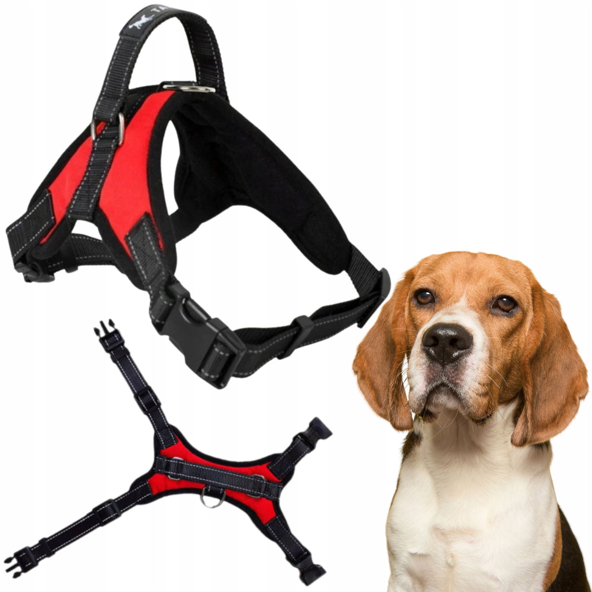 STRONG DOG HARNESS Light and Pressure-Free M 54-66 cm PETSTORY Red