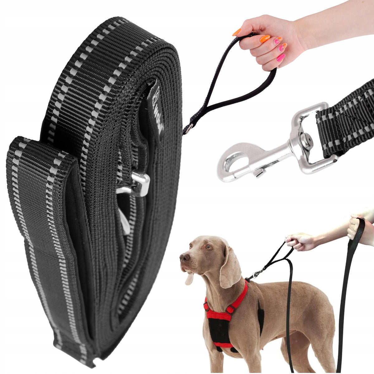 STRONG DOG TRAINING LEASH LONG REFLECTIVE 5M COMFORTABLE SOFT HANDLES Packaging status original