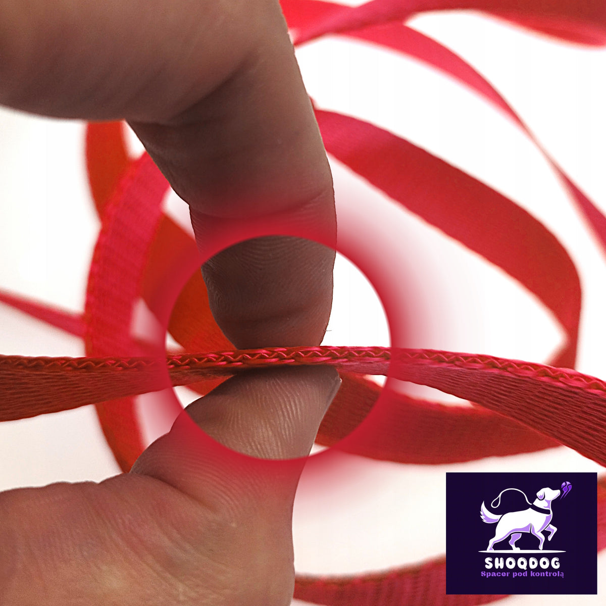 STRONG DOG TRAINING LEASH TAPE CORD THICK 7M RED Manufacturer code Smycz miejska treningowa 7m