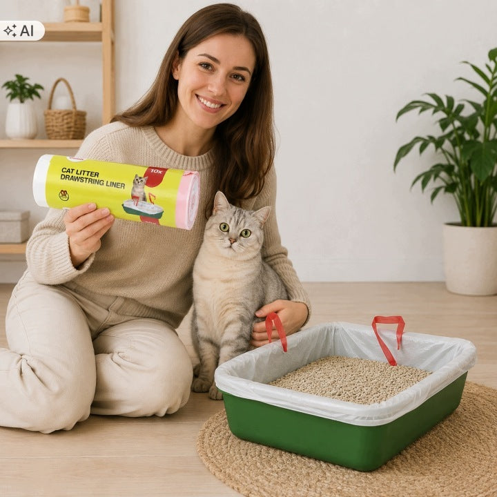 STRONG DURABLE LITTER BOX BAGS WITH CAT TAPE XL 10 PCS DUMIL Packaging status original