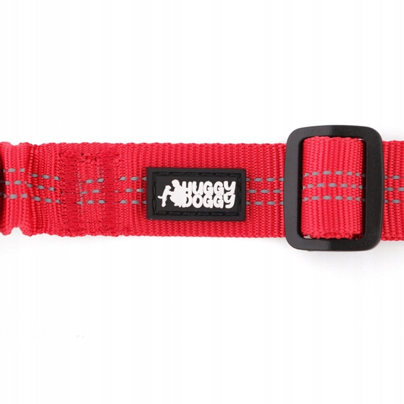 STRONG Dog Car Belt with Shock Absorber HUGGY DOGGY Lock red Size M