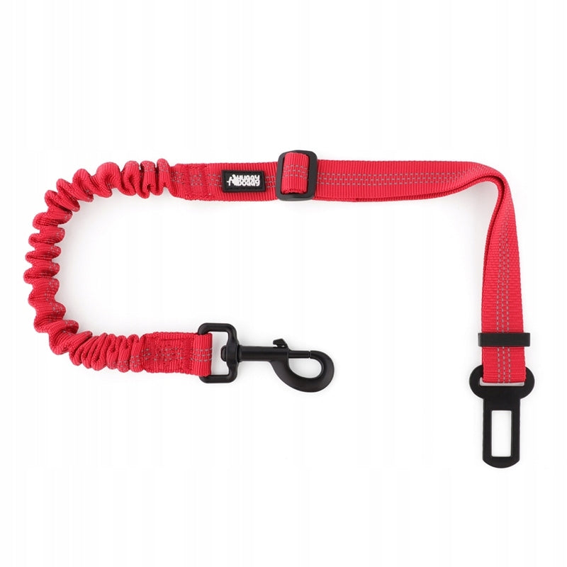 STRONG Dog Car Belt with Shock Absorber HUGGY DOGGY Lock red