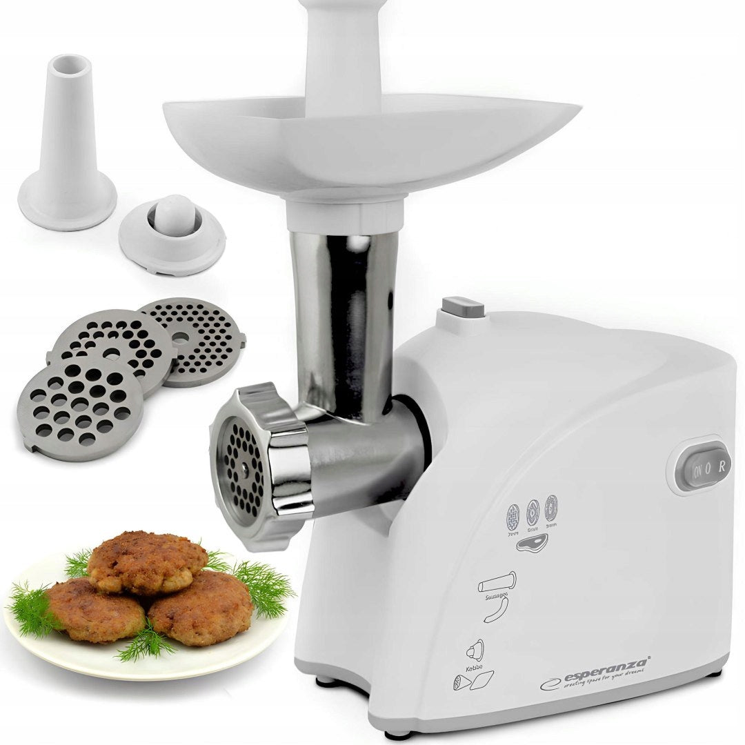 STRONG ELECTRIC MEAT GRINDER MAKING SAUSAGES 2200W WHITE Packaging status original