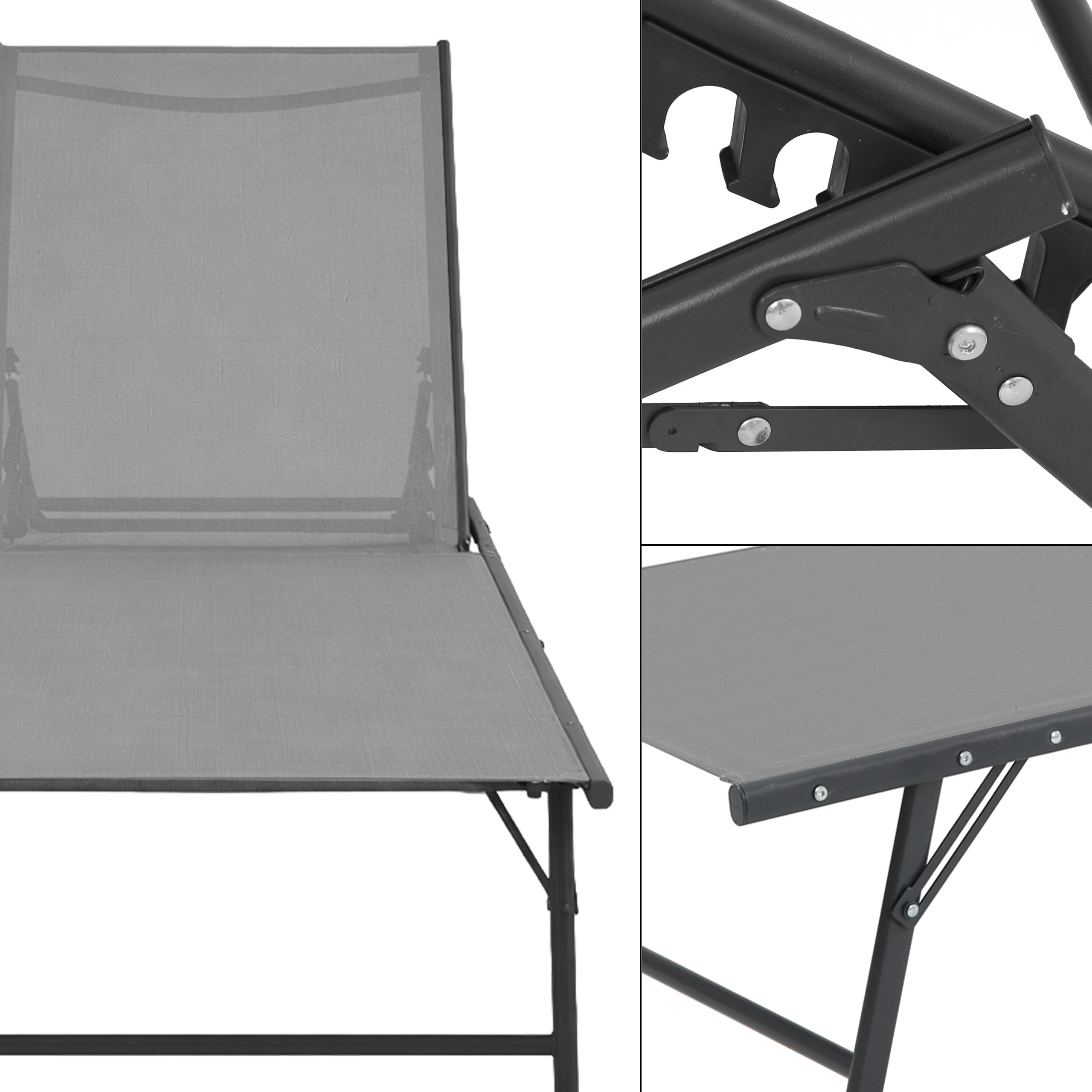 STRONG FOLDING GARDEN LOUNGER BED COUCH 5-POSITION SANYA LIGHT GREY Brand Kontrast