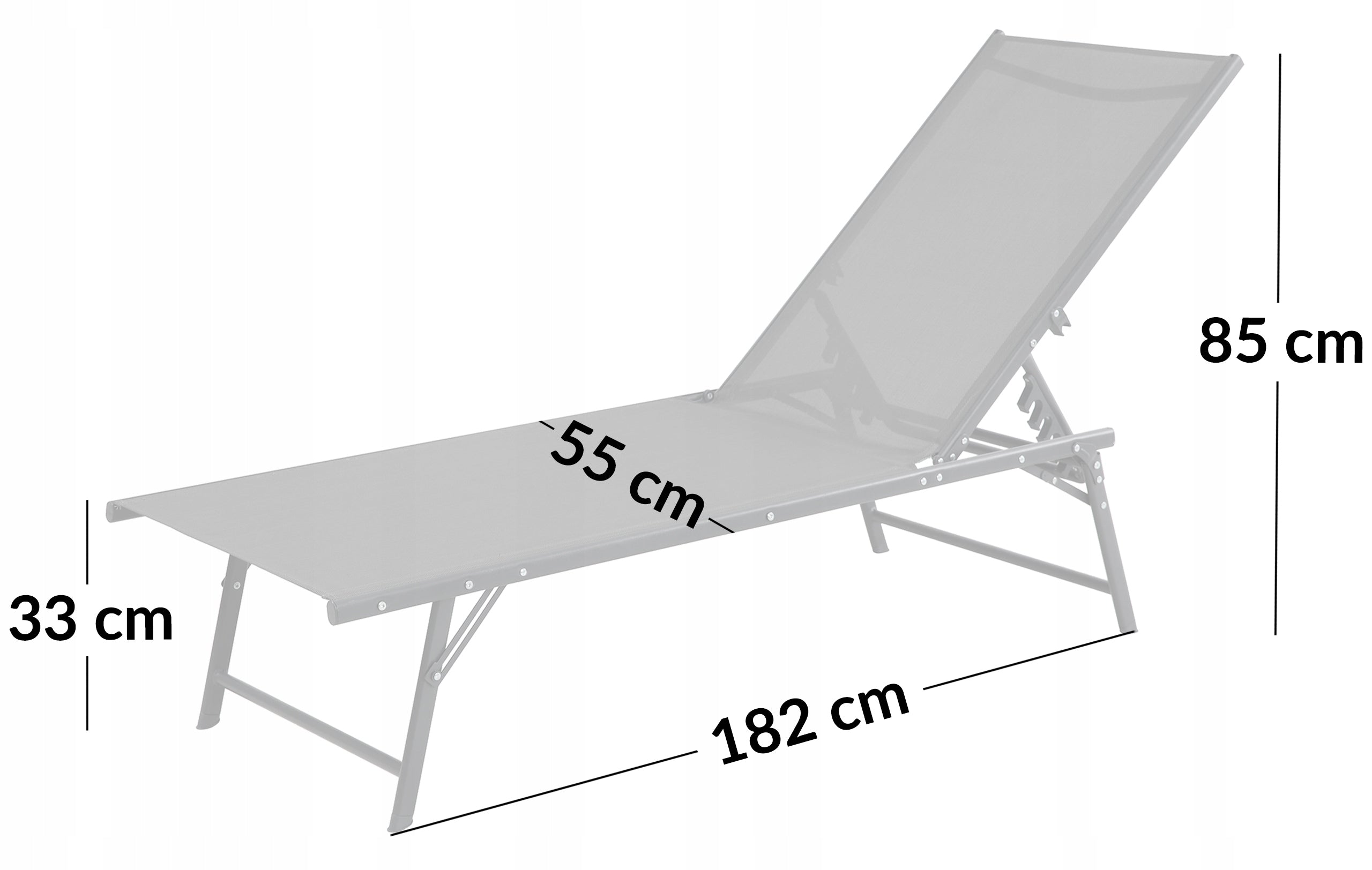 STRONG FOLDING GARDEN LOUNGER BED COUCH 5-POSITION SANYA LIGHT GREY Manufacturer code Meb000044