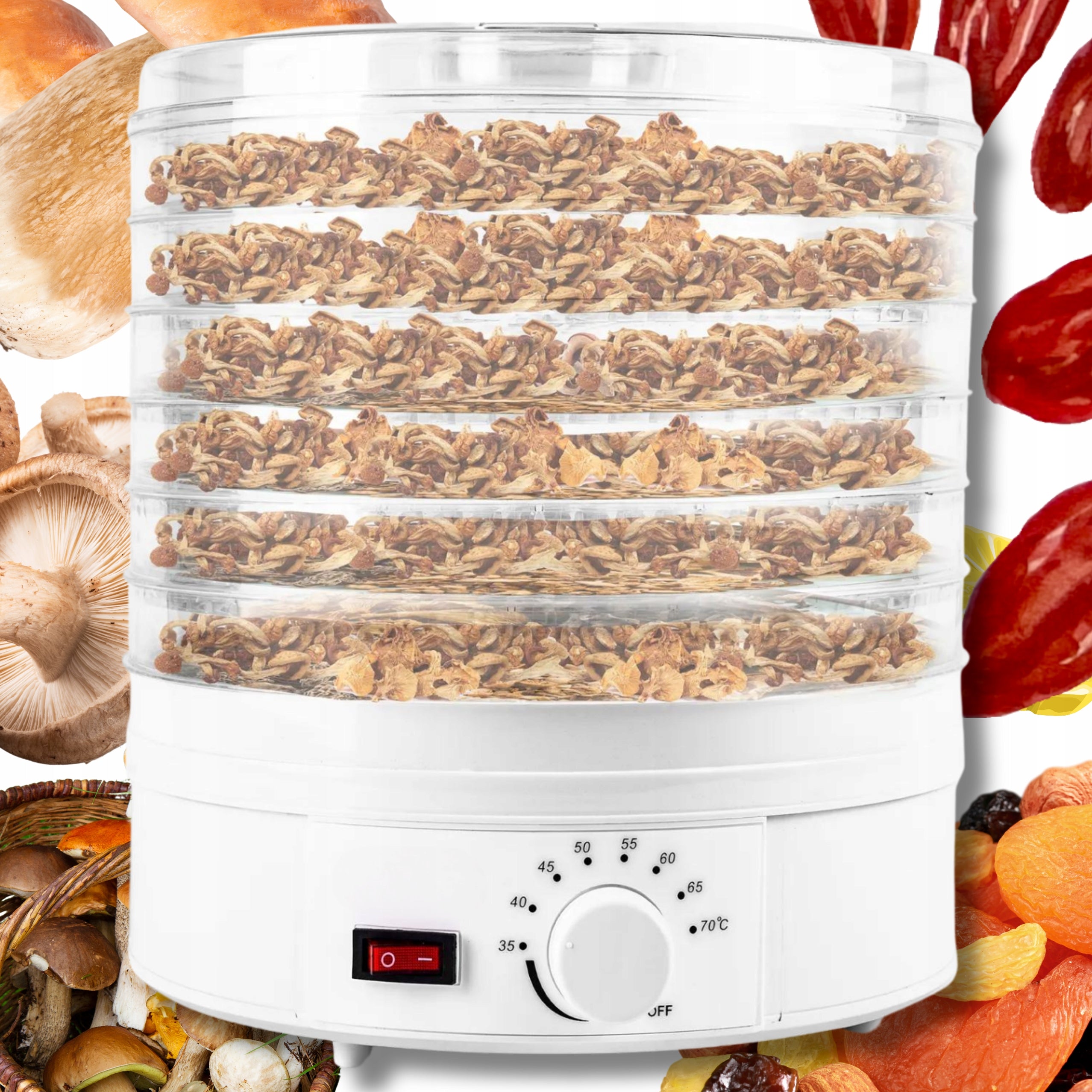 STRONG FOOD DRYER 5 LEVELS FOR HERBS MUSHROOM FRUIT VEGETABLES 350W