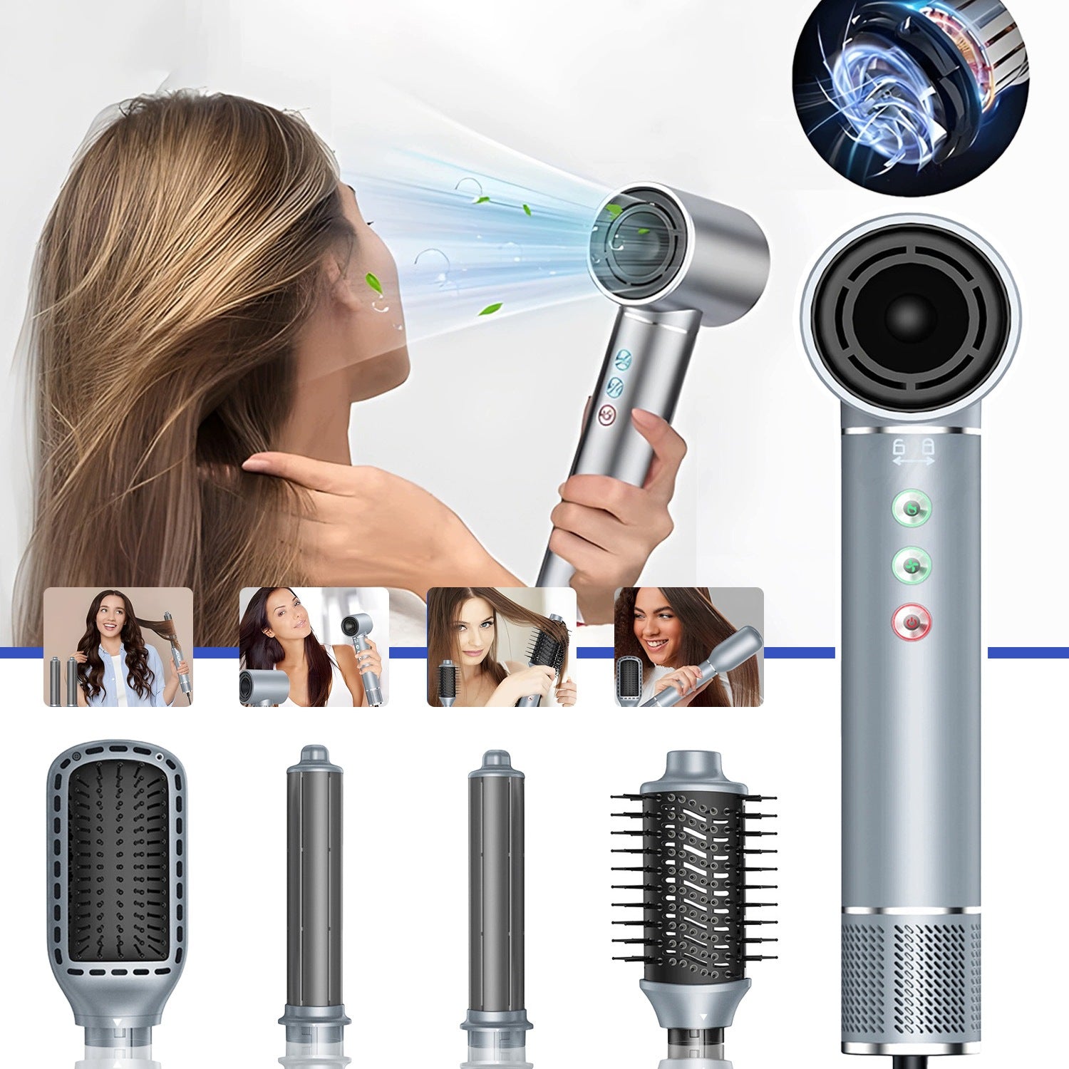 STRONG HAIR DRYER CURLING IRON 5IN1 3 SPEED WITH IONIZATION 1300W ADJUSTMENT Brand no brand