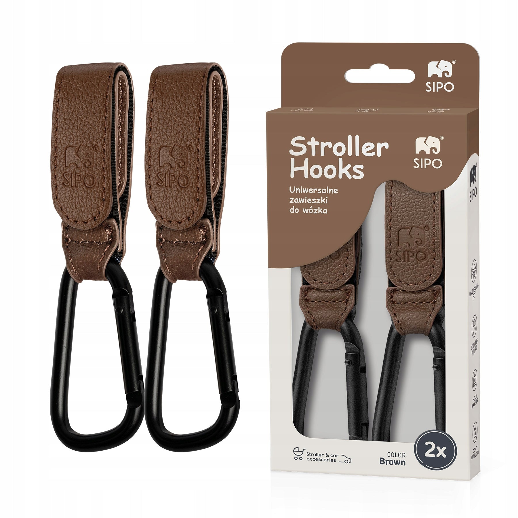 STRONG HANDLES FOR TROLLEY SIPO HOOKS FOR BAG SHOPPING BROWN 2 PCS