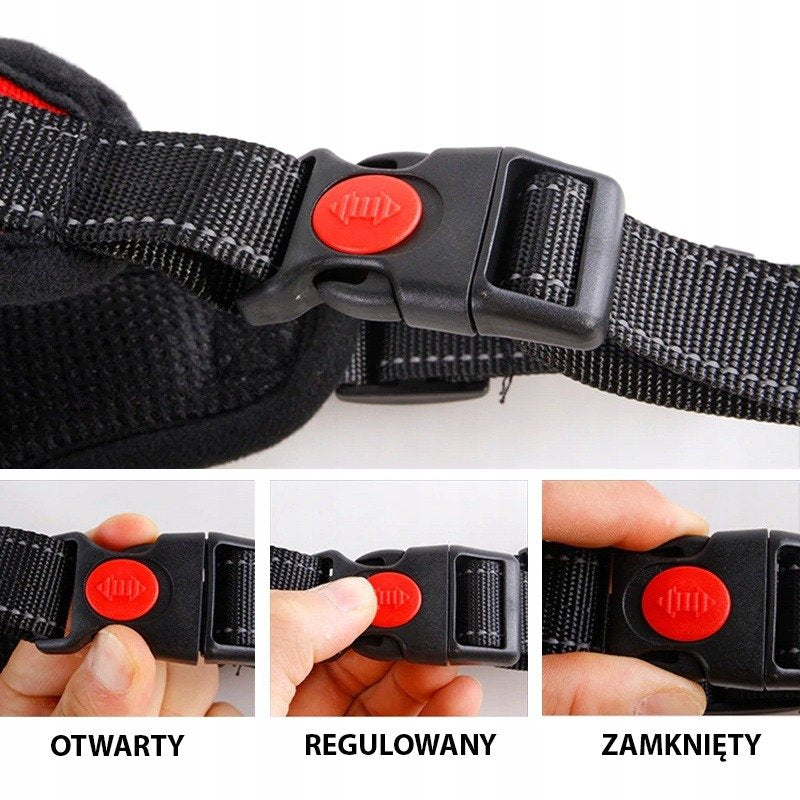 STRONG HARNESS FOR STRONG DOG DOGS S 45-51cm BLACK Type harness with handle