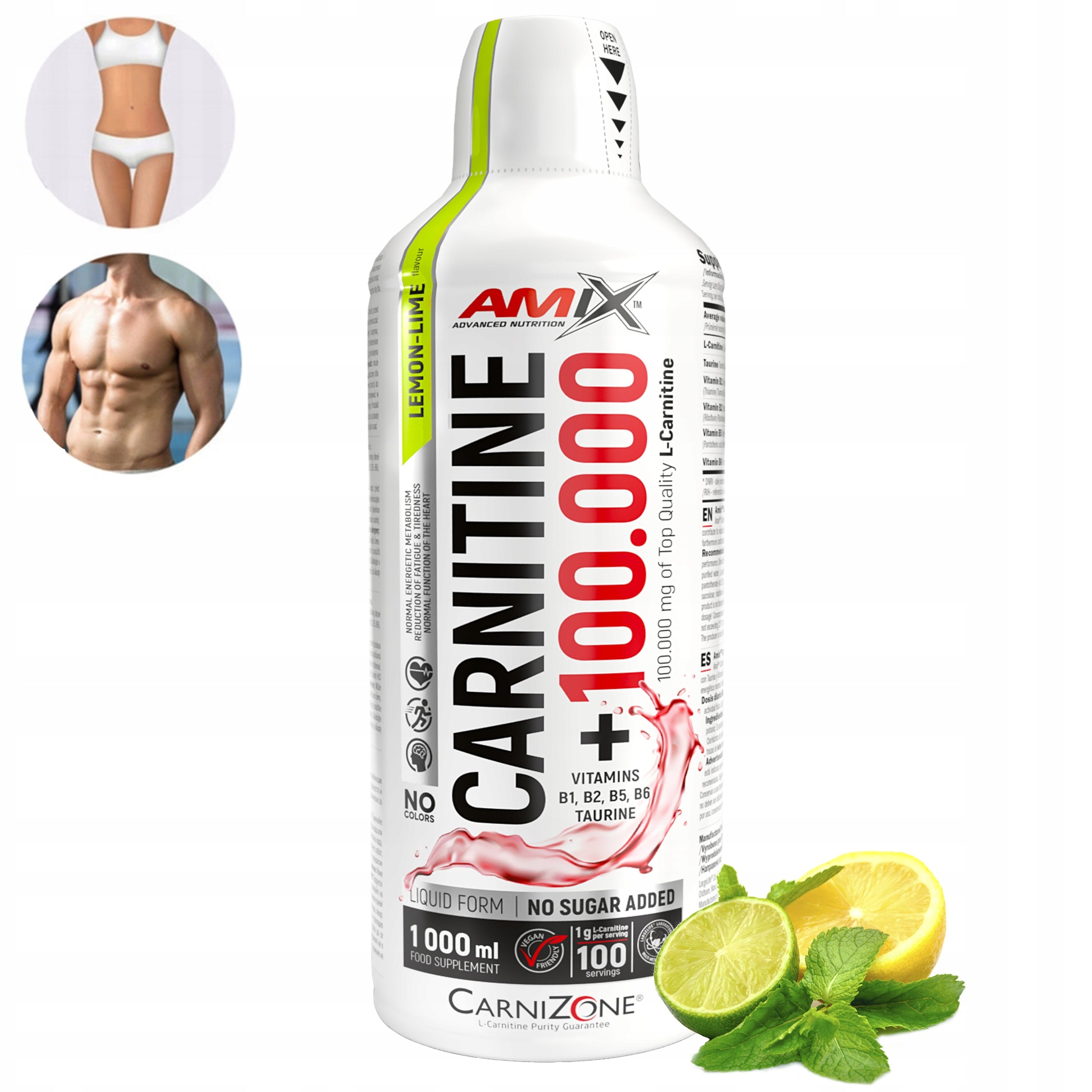 STRONG L-CARNITINE 100 000 mg flavor for fat burning Amix 1L - Lemon Packaging status original
