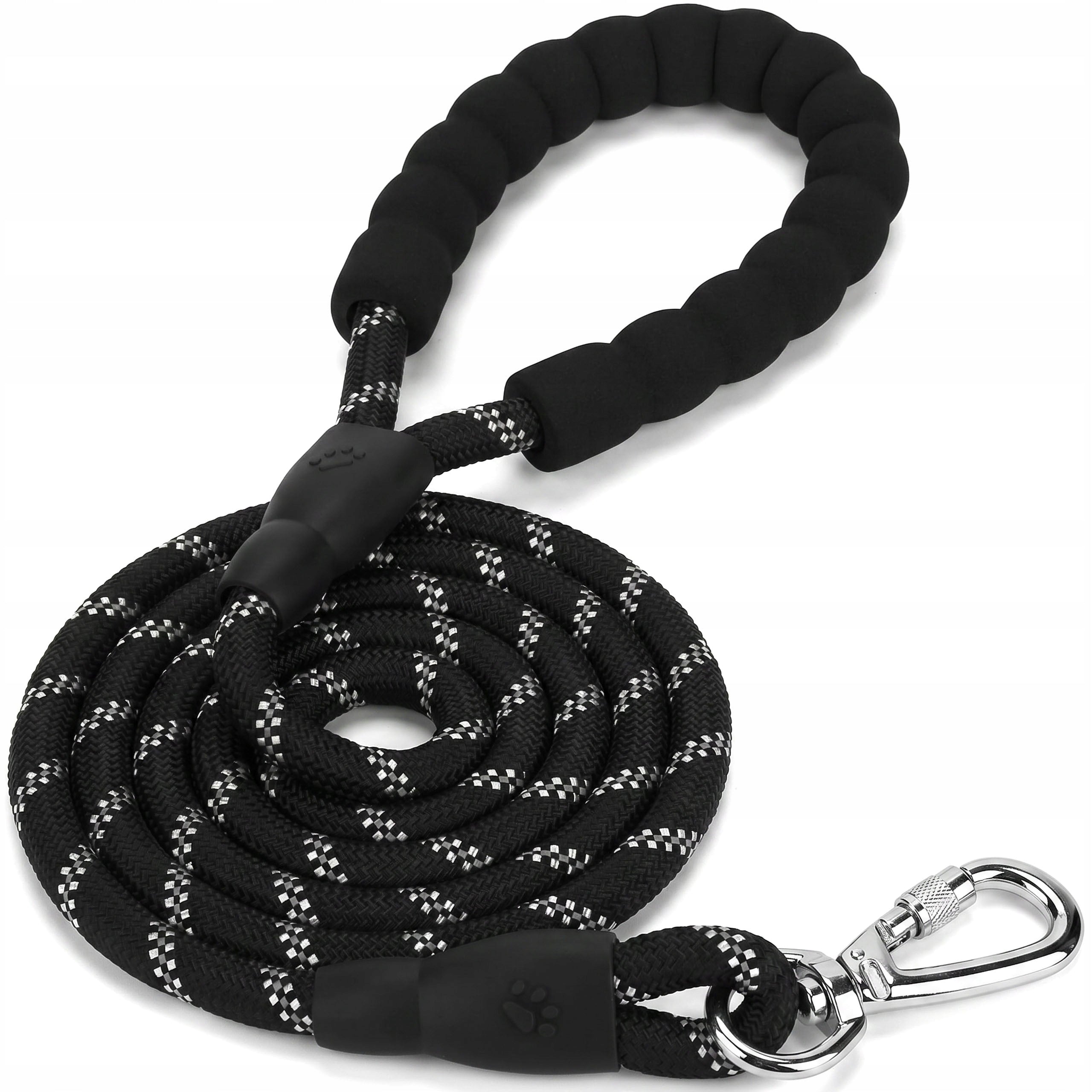 STRONG LEASH FOR LARGE DOG WITH REFLECTORS DURABLE BLACK LONG 300 cm Packaging status original
