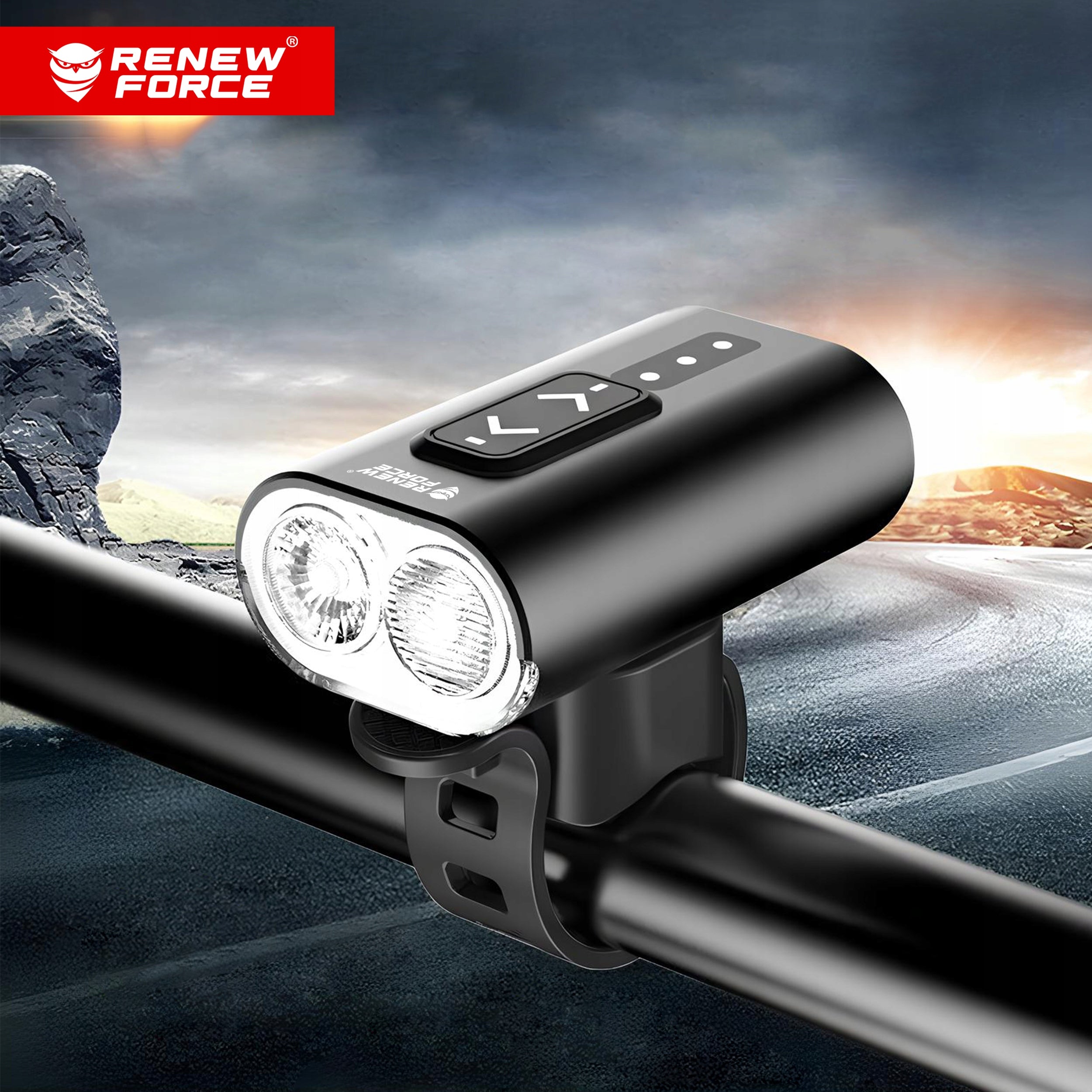 STRONG LED BIKE LIGHT ACU USB BIKE LIGHTS FRONT + REAR 13 MODES Light beam 800 lm