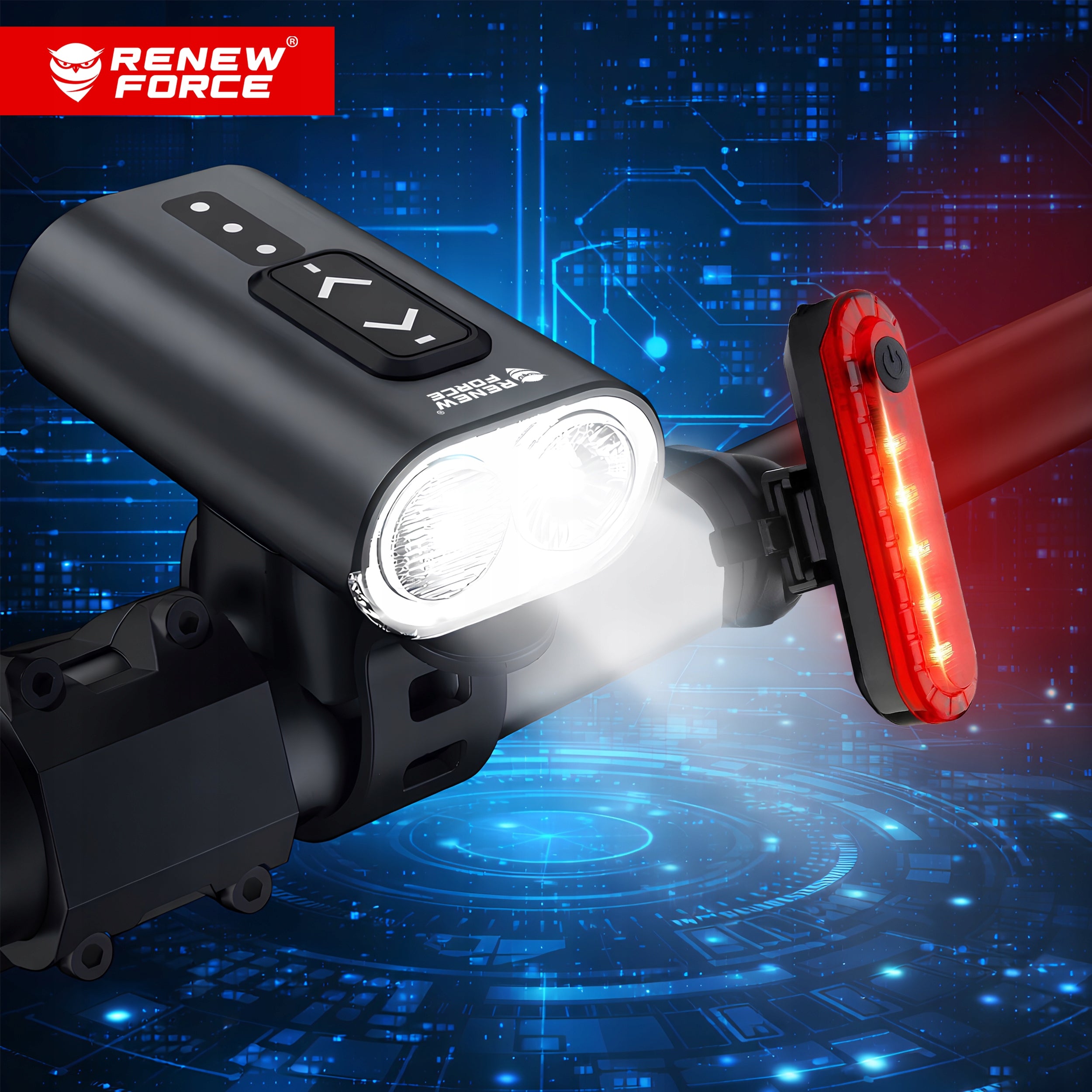 STRONG LED BIKE LIGHT ACU USB BIKE LIGHTS FRONT + REAR 13 MODES Packaging status original
