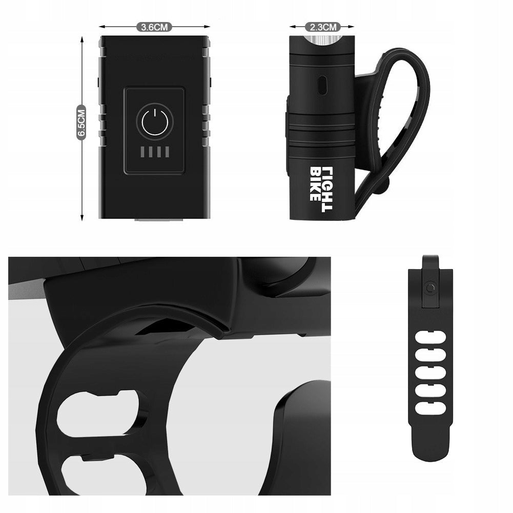 STRONG LED BIKE LIGHT ACU USB LIGHTS FRONT + REAR ALUMINUM Brand Koanni