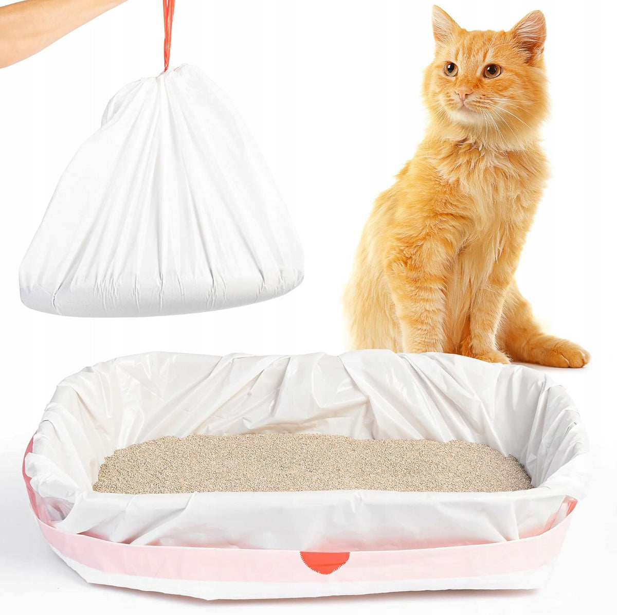 STRONG LITTER BOX BAGS WITH TAPE DURABLE FOR CAT 8 PIECES