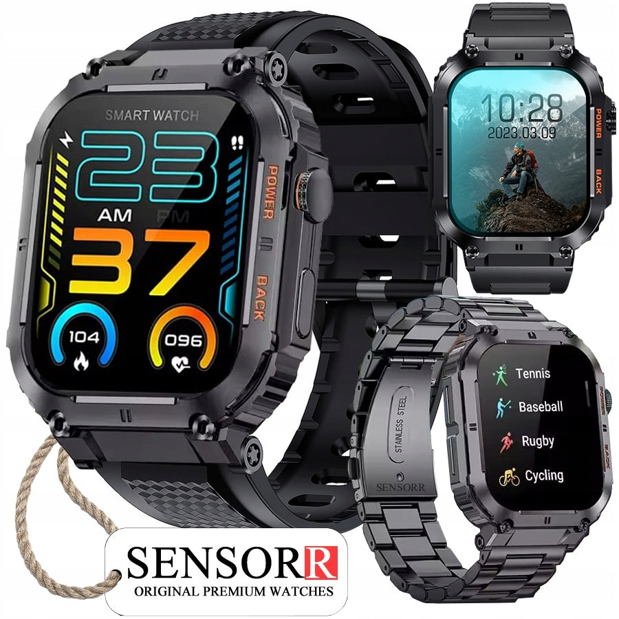 STRONG MILITARY MEN'S WATCH SMARTWATCH ON BRACELET CONVERSATION SMS PL MENU Packaging status original