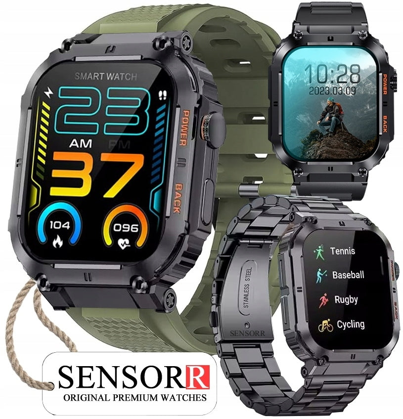 STRONG MILITARY MEN'S WATCH SMARTWATCH TALK SMS ON BRACELET PL MENU Packaging status original
