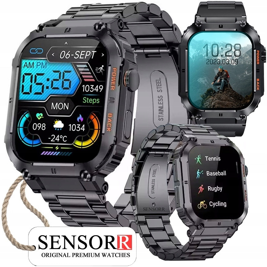 STRONG MILITARY MEN'S WATCH SMARTWATCH TALK SMS ON BRACELET PL MENU