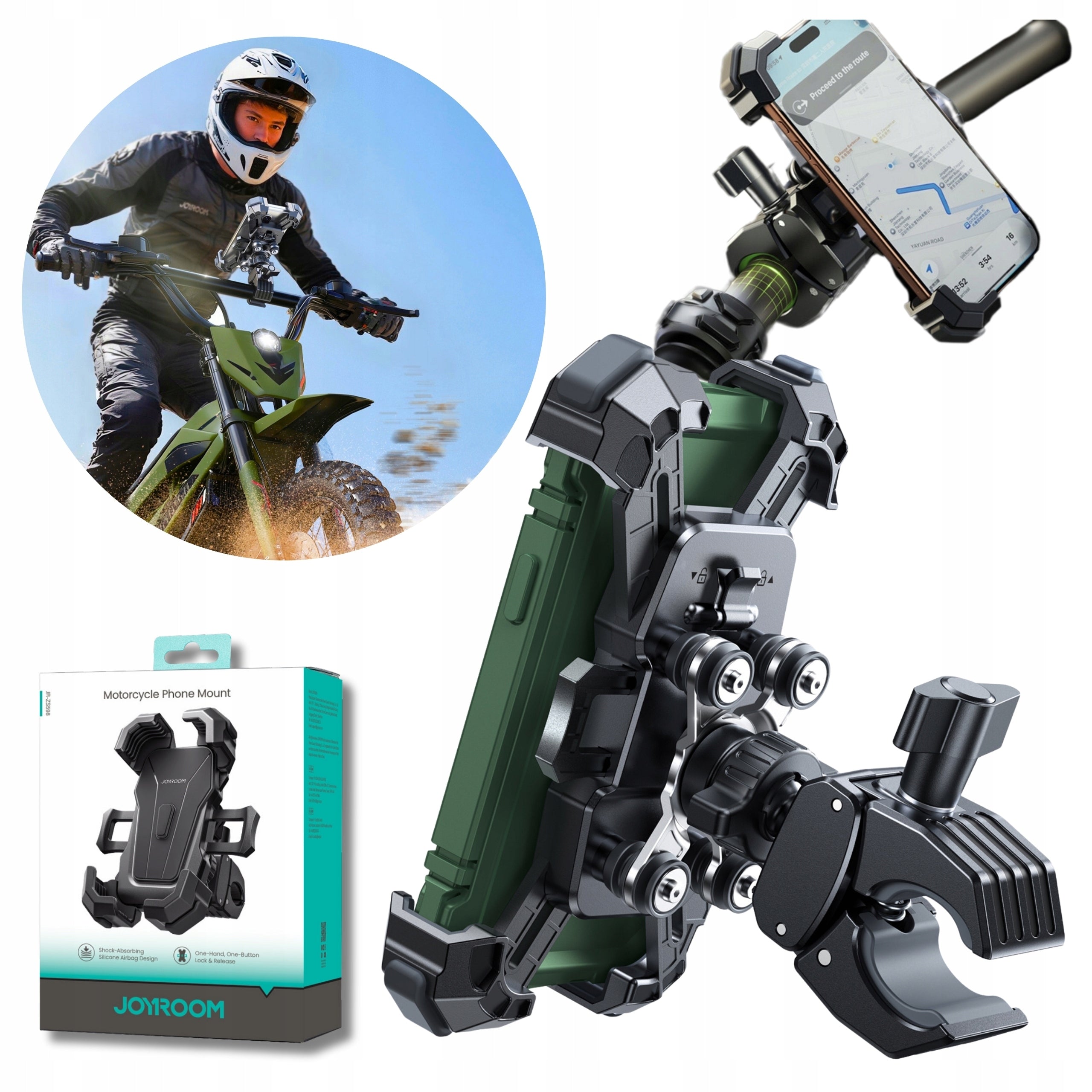 STRONG MOTORCYCLE PHONE HOLDER 4,7" - 7" BICYCLE ANTI-VIBRATION 360°