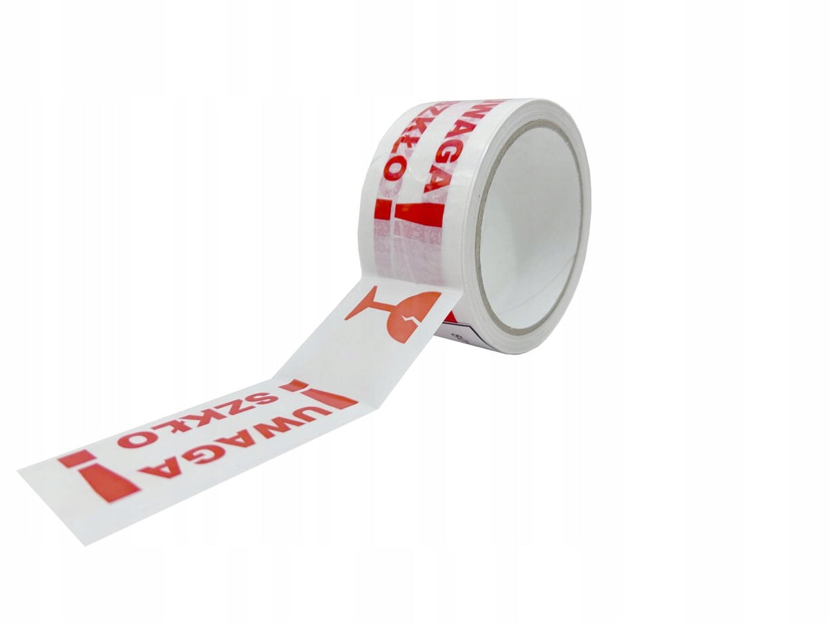 STRONG PACKING TAPE ATTENTION GLASS WHITE RED XL FOR PARCEL SHIPMENTS SAFE