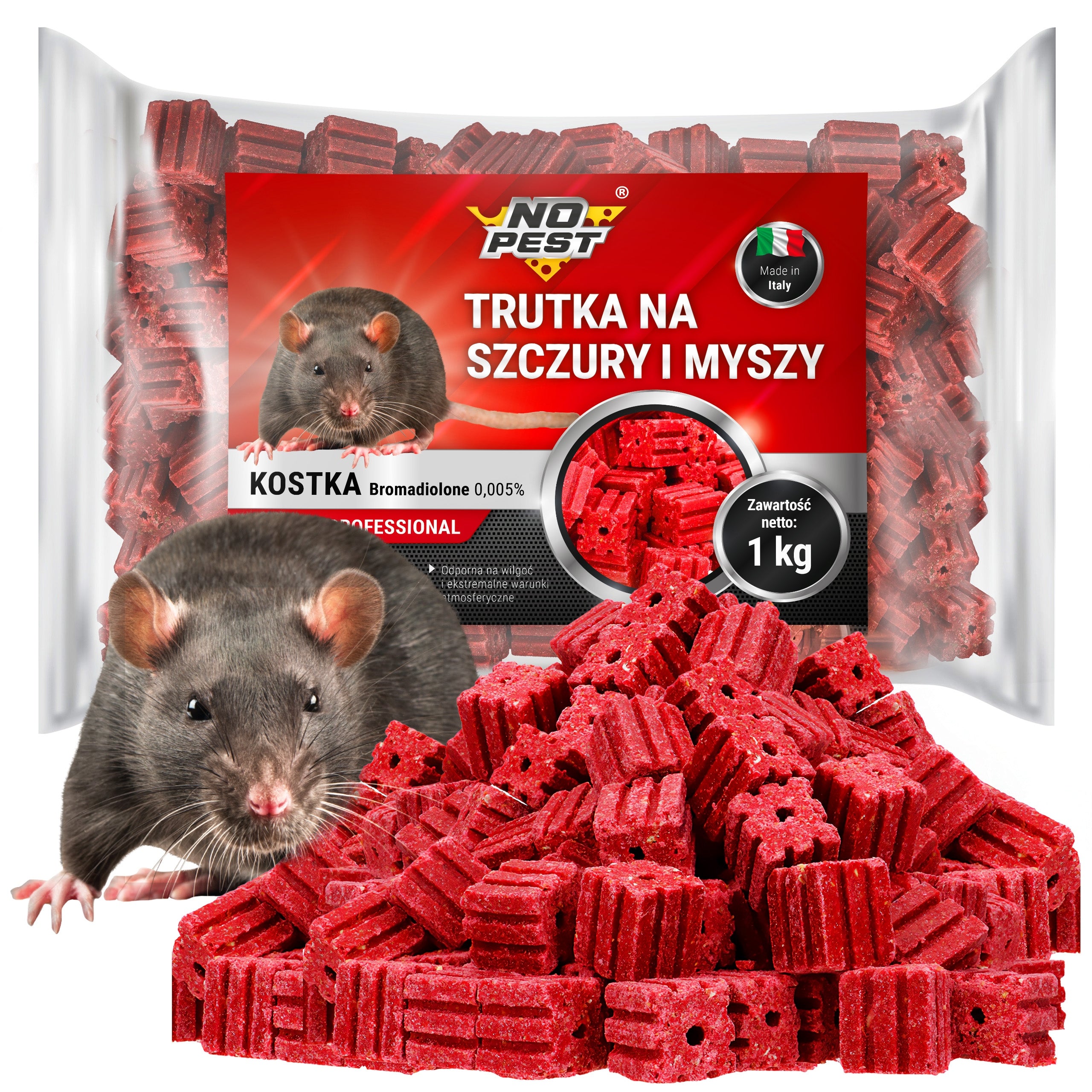STRONG POISON FOR MICE RATS RED CUBE BROMADIOLONE NO PEST 1KG