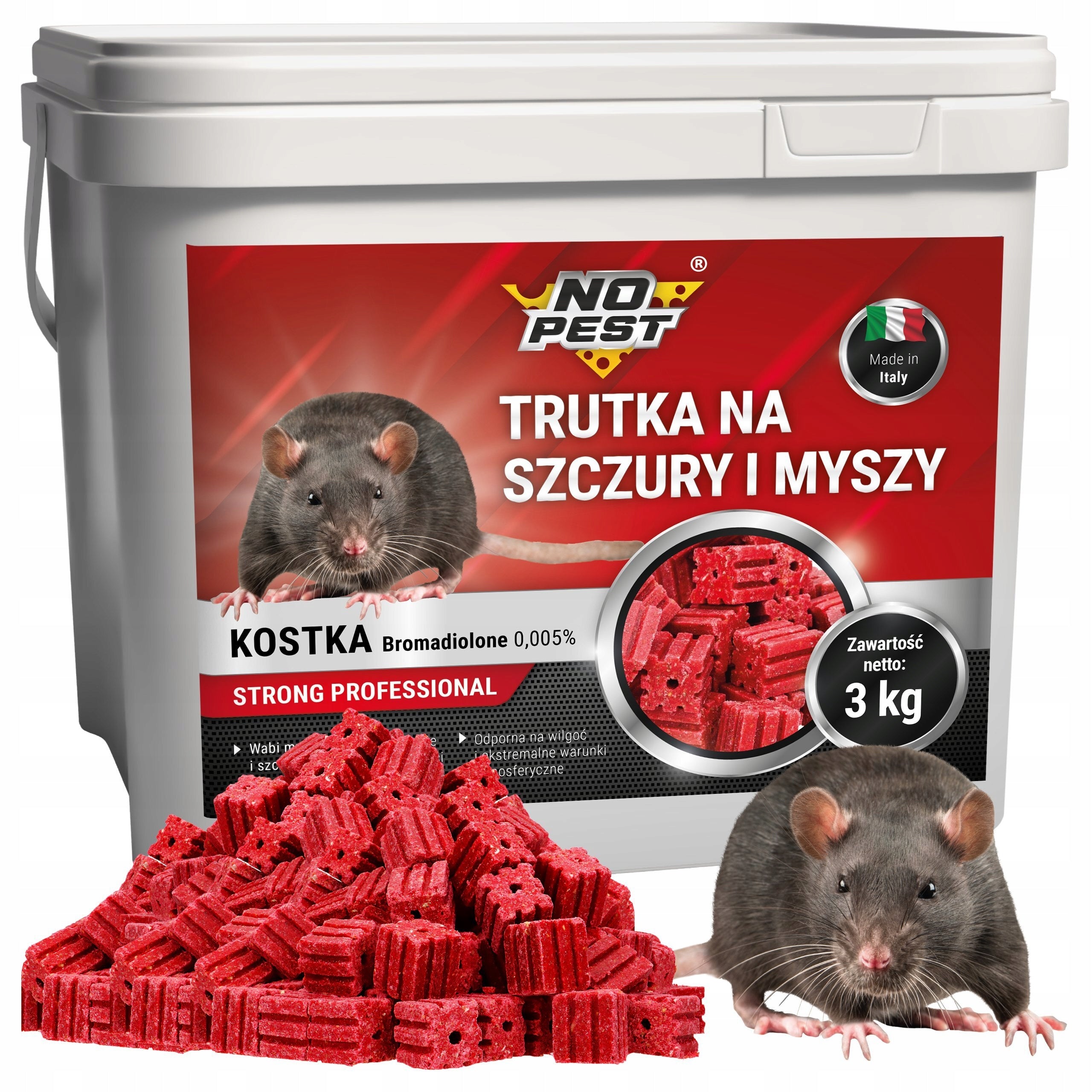 STRONG POISON FOR MOUSE RATS RED CUBE BROMADIOLONE NO PEST 3KG