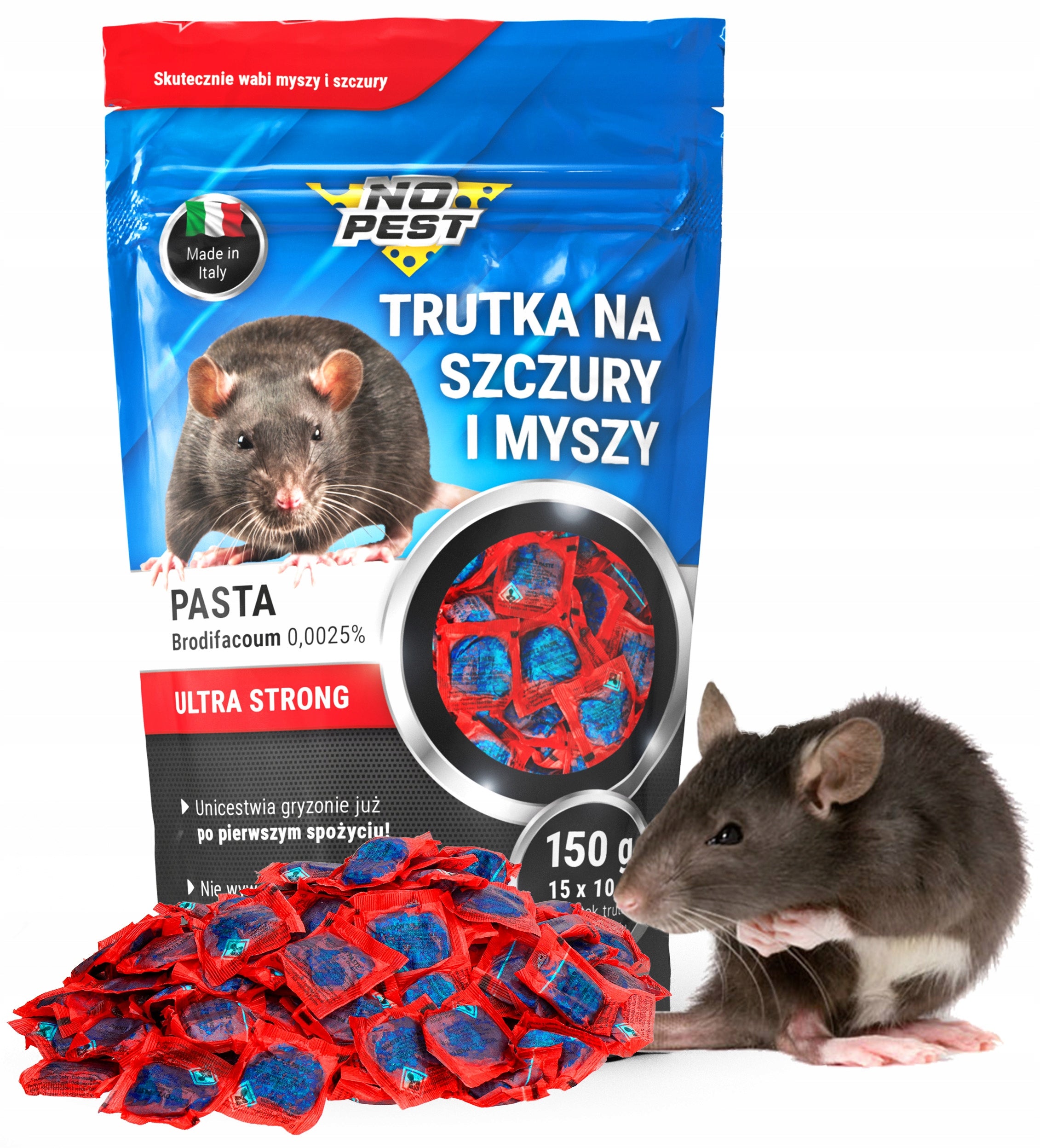 STRONG POISON FOR RATS AND MICE BRODIFACOUM PASTE 150G NO PEST