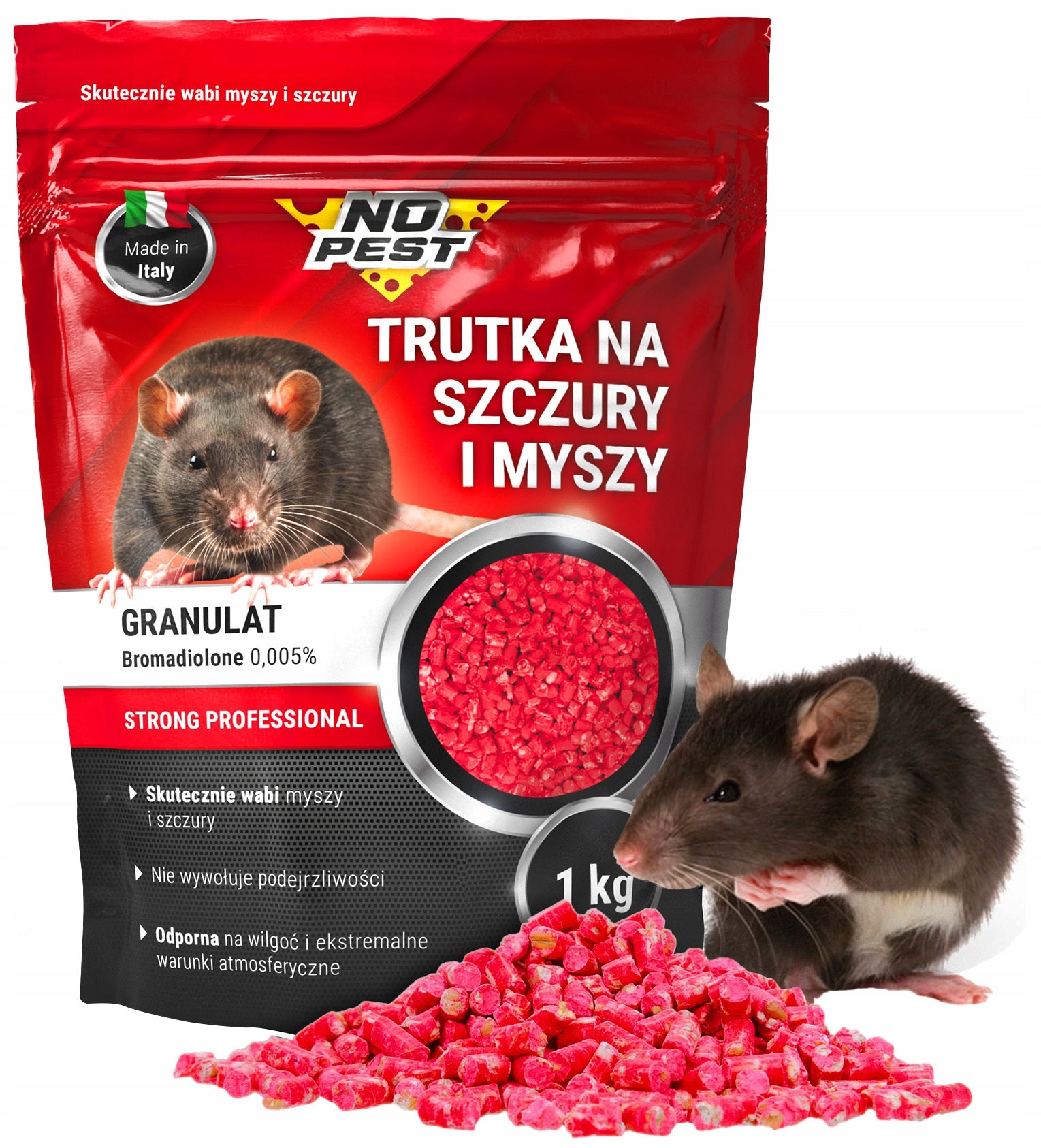 STRONG POISON FOR RATS AND MICE PELLET GRANULES 1KG BROMADIOLONE NO PEST