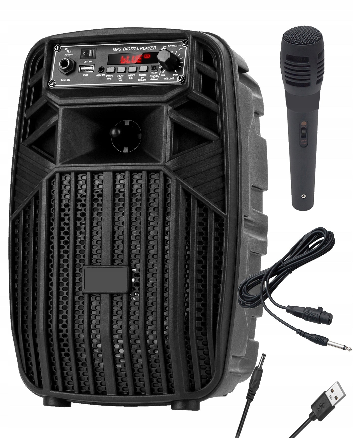 STRONG PORTABLE COLUMN 400W LED BLUETOOTH USB RADIO BATTERY + MICROPHONE