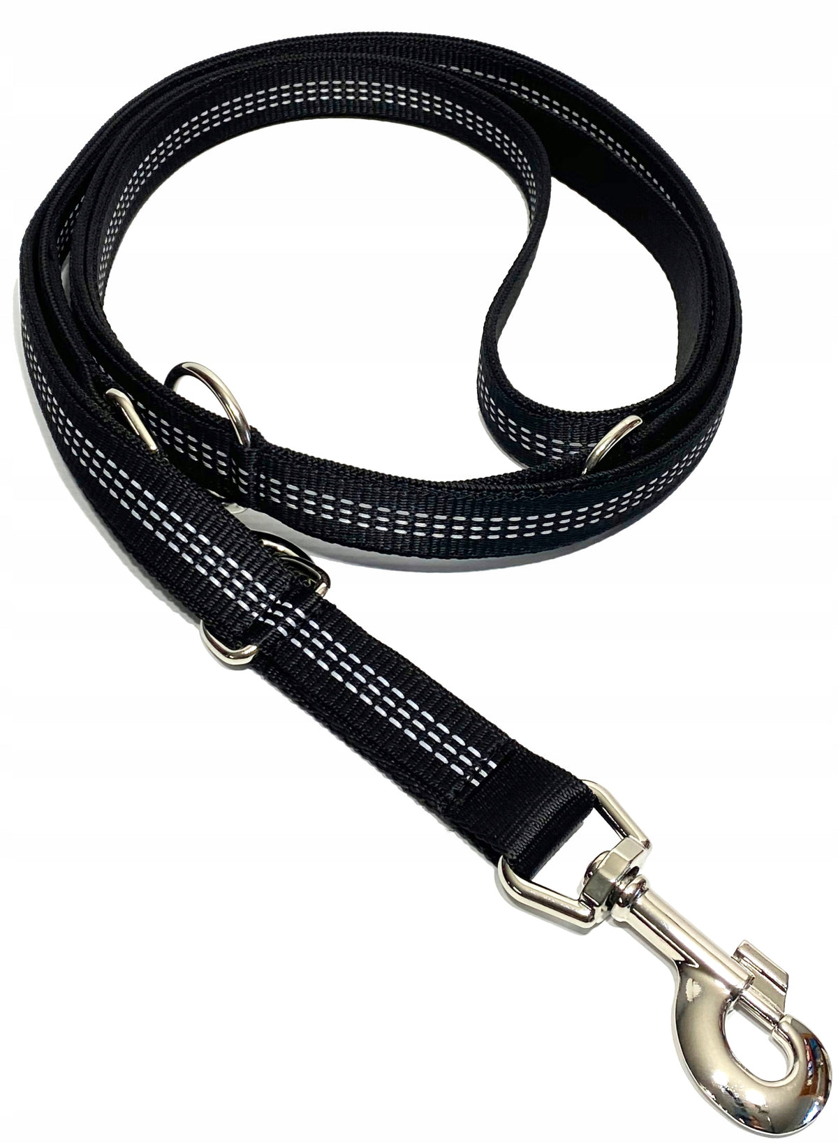 STRONG REFLECTIVE LEASH SEWN FROM DOUBLE TAPE 235CM/25MM BLACK