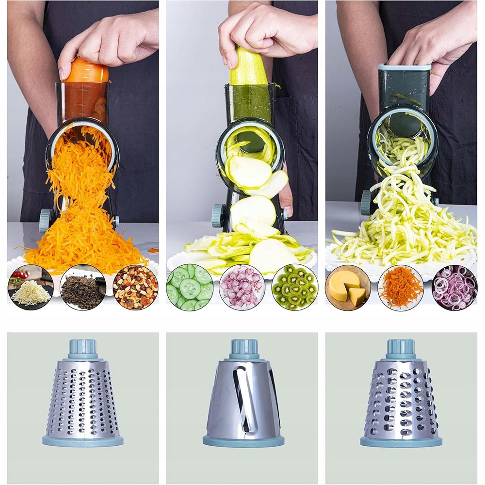 STRONG SHREDDER GRATER FOR FRUIT POTATO VEGETABLES 3 TIPS Dominant color gray