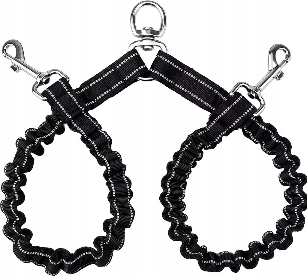 STRONG SPLITTER DOUBLE LEASH FOR 2 DOGS TAPE REFLECTORS SHOCK ABSORBERS Manufacturer code O-90584