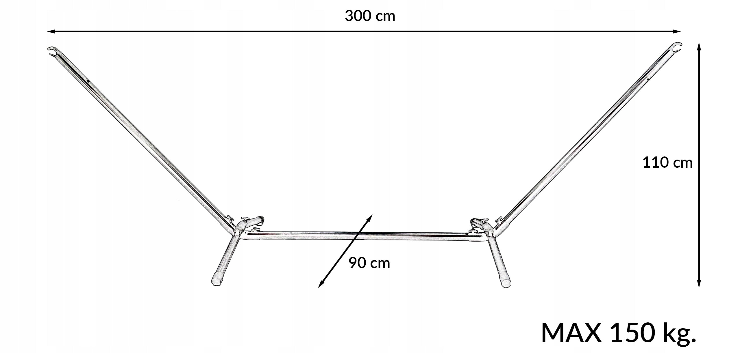 STRONG STEEL METAL HAMMOCK FRAME 300x90x110 CM 150KG SH101 BLACK Manufacturer Kontrast
