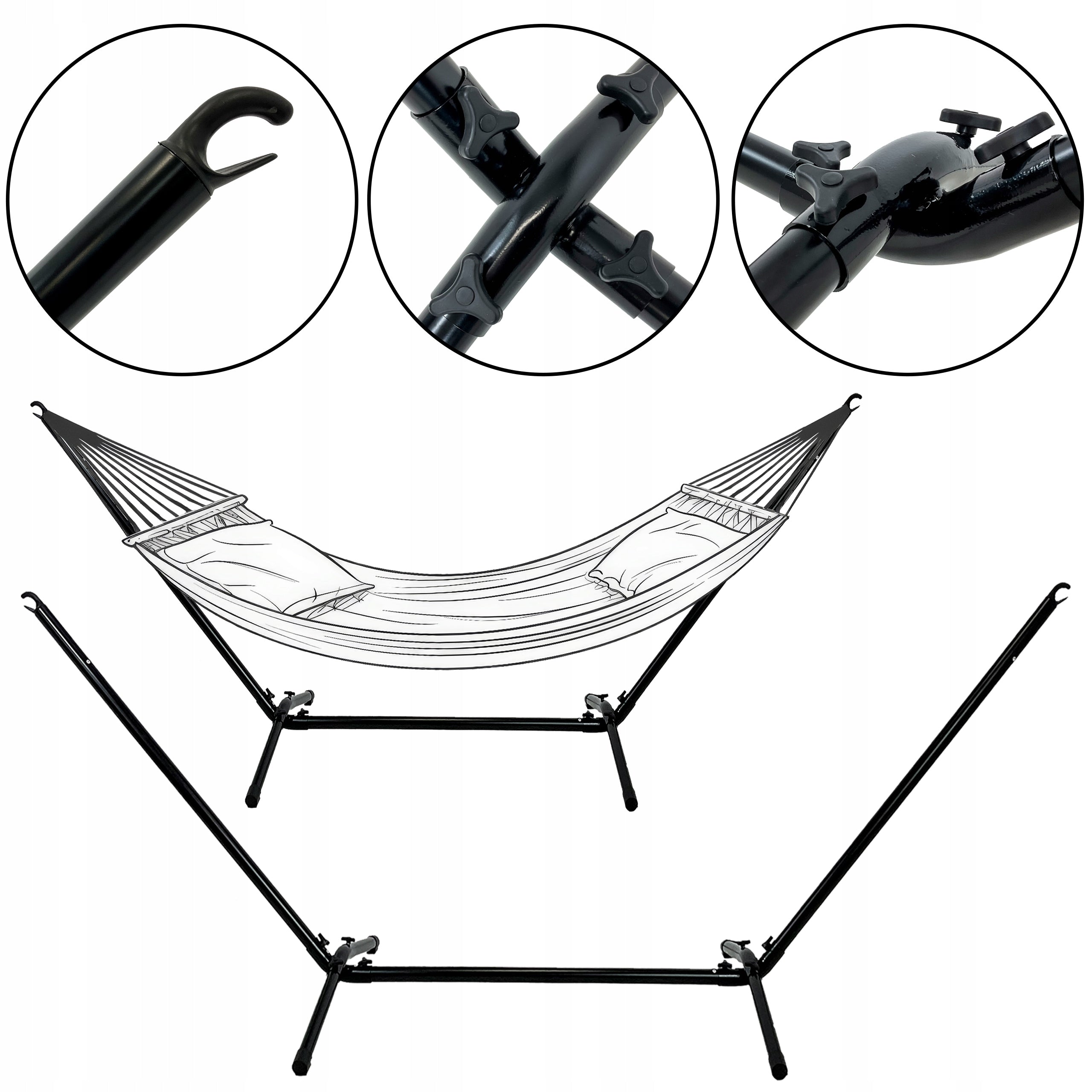 STRONG STEEL METAL HAMMOCK FRAME 300x90x110 CM 150KG SH101 BLACK Manufacturer code 5.16.211606