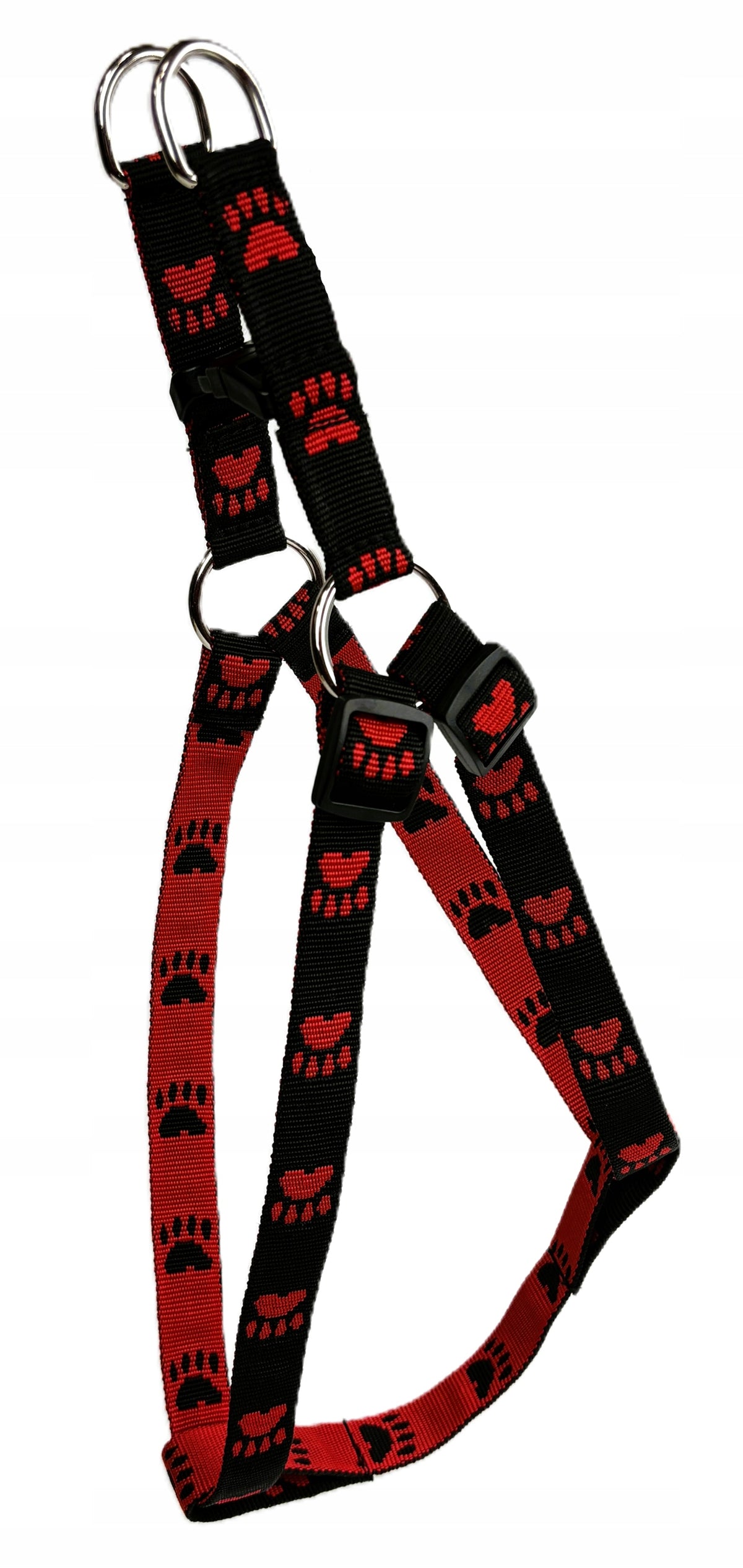 STRONG STEP-IN DOG HARNESS SIZE XS PAW TAPE BLACK AND RED