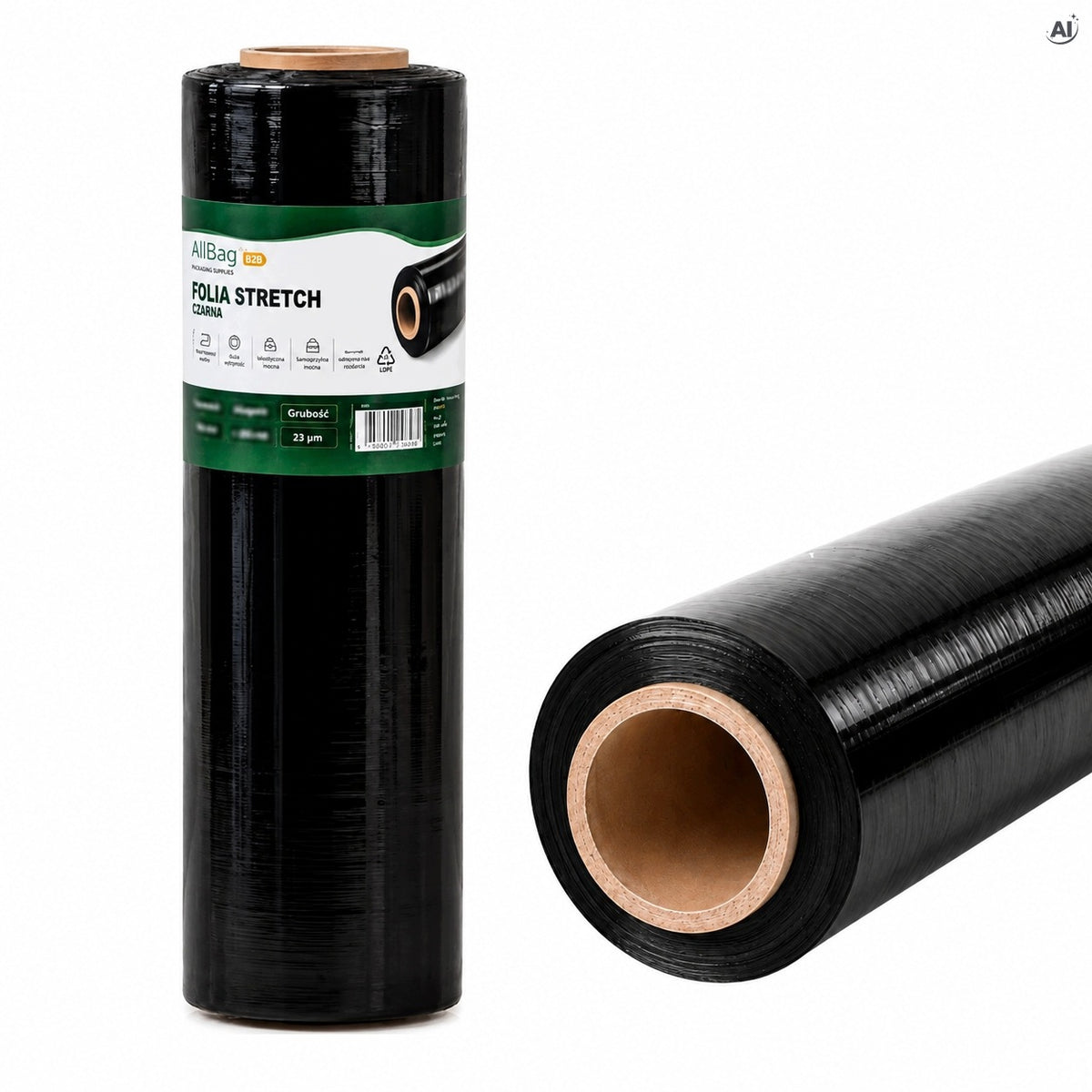 STRONG STRETCH FILM BLACK 2,7 kg NET 23µm 51 cm OPAQUE FOR PACKAGING