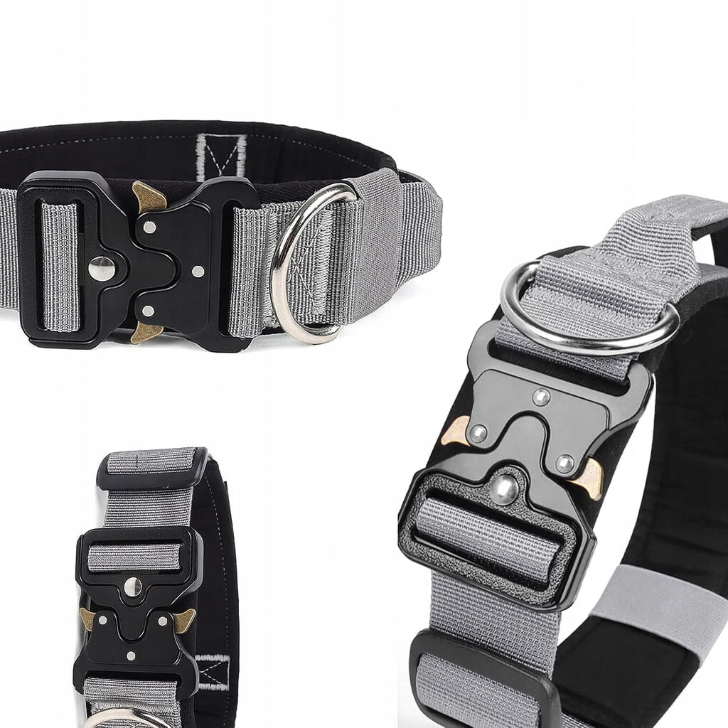 STRONG TACTICAL COLLAR FOR BIG DOG WITH METAL BUCKLE AND PICK-UP L