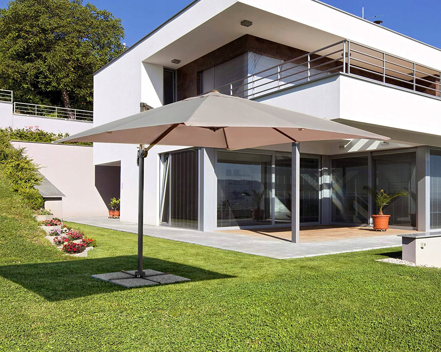 STRONG UMBRELLA GARDEN Pavilion ROMA FOLDING LARGE Adjustable 4,2m COVER Color beige