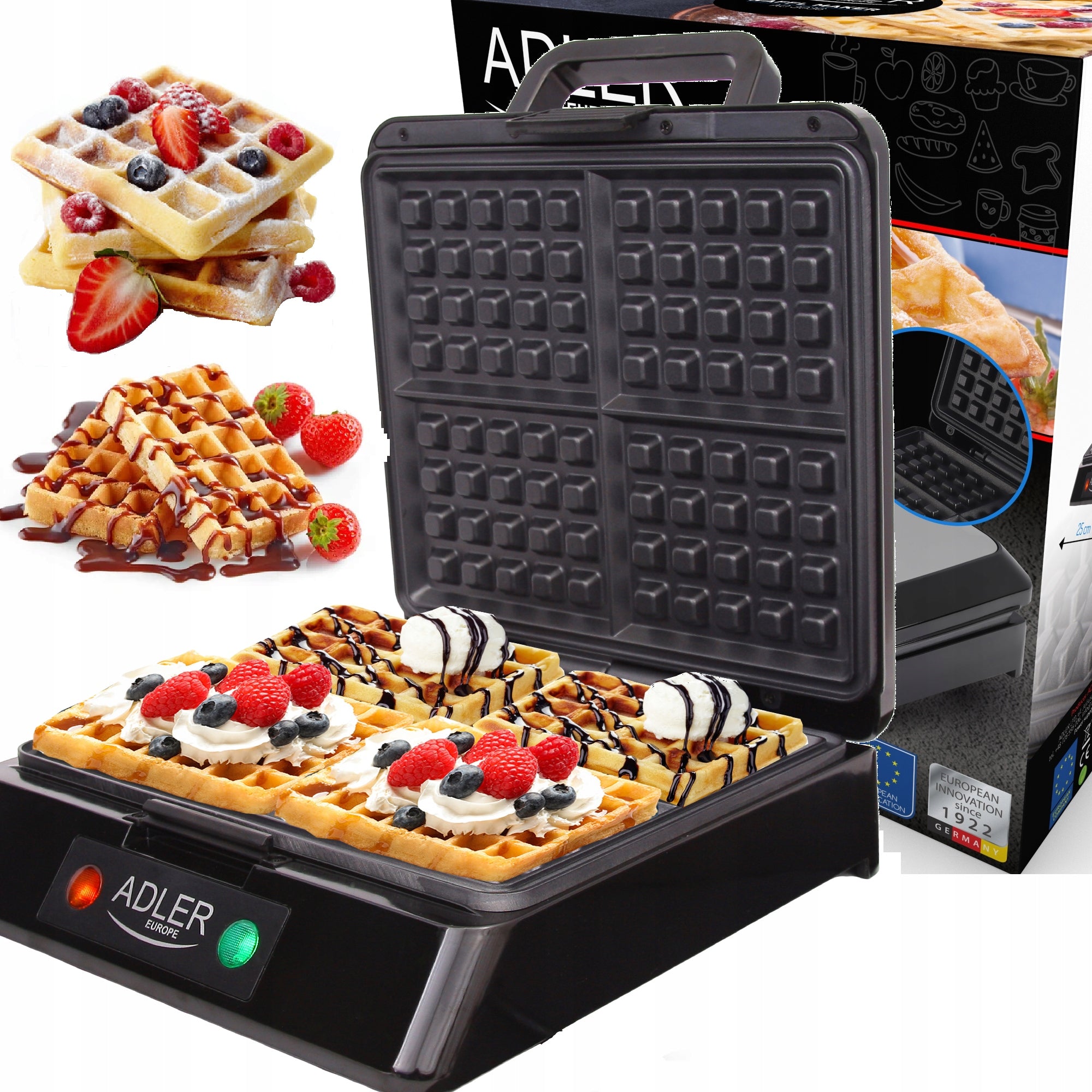STRONG WAFFLE MAKER CRISPY WAFFLES Adler 1500 W