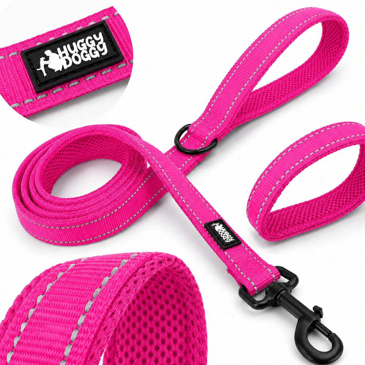 STRONG dog leash pink 2m solid HUGGY DOGGY durable traditional M
